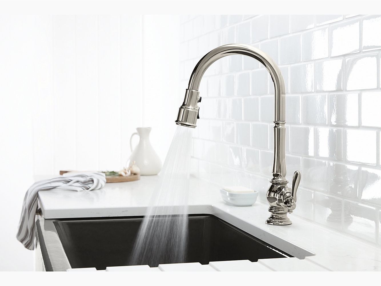 Artifacts Pull-Down Kitchen Faucet, Vibrant Polished Nickel