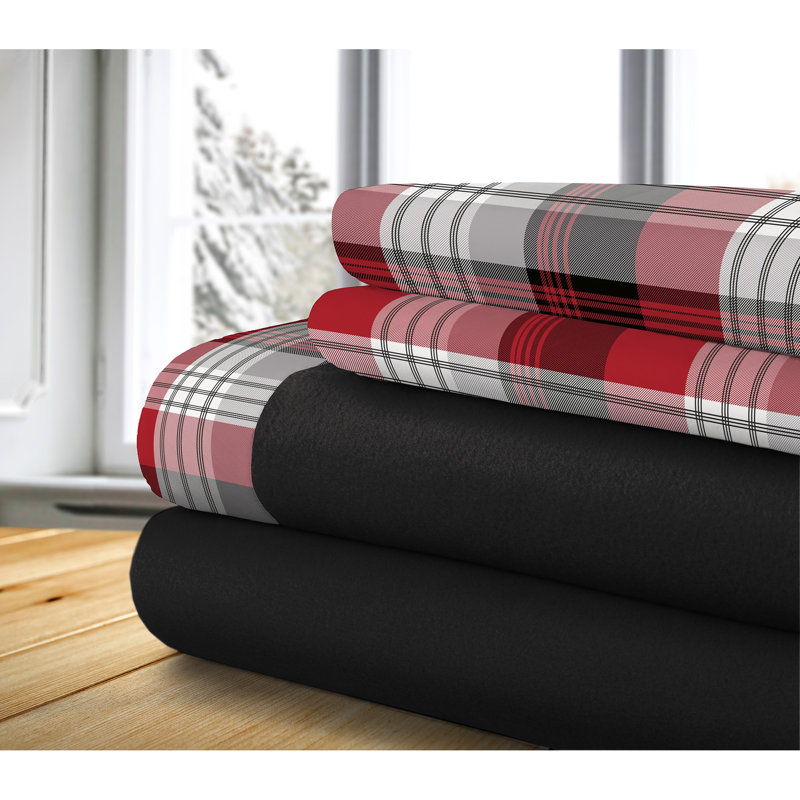 Ensemble de draps en microfibre à carreaux Lolo, Simple