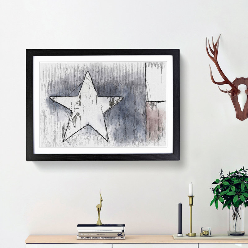 Flag of Texas in Abstract - Picture Frame Graphic Art Print, Black Framed, 48cm H x 65cm W x 2cm D