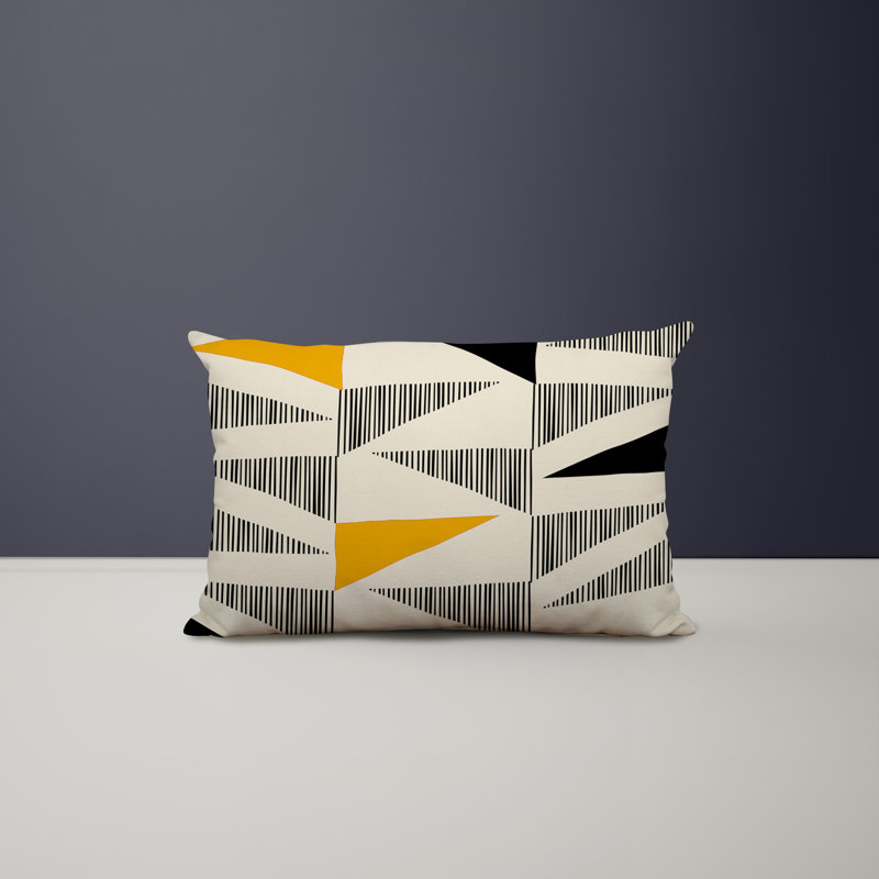 Housse et insert de coussin rectangulaire intérieur / extérieur en polyester / mélange de polyester Chamu, Jaune / noir
