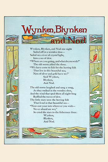 «Wynken, Blynken, and Nod» par Eugene Field - impression d'art graphique, H 66 po x l 44 po