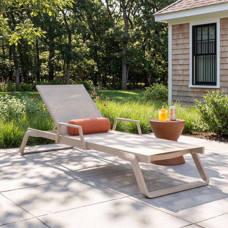 Genelda Outdoor Chaise Lounge, Taupe