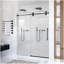 Porte de douche coulissante simple sans cadre de 44 à 48 po x H 76 po - Verre trempé transparent de 5/16 po (8 mm), conception de dérivation avec finition noir mat-122862280