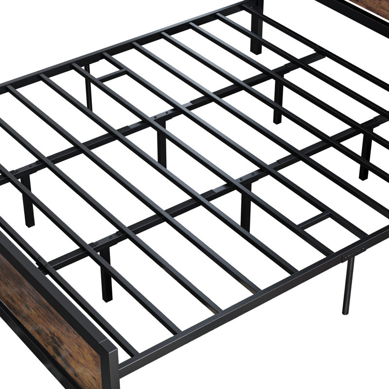 California King Bed Frames with Headboard and Strong Metal Support Frame, Easy Assembly, Noise-Free, Vintage Brown