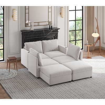 Canapé modulaire 6 pièces avec rangement sous le siège