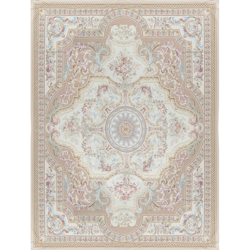 Hand-Knotted High-Quality Ivory and Cream Area Rug