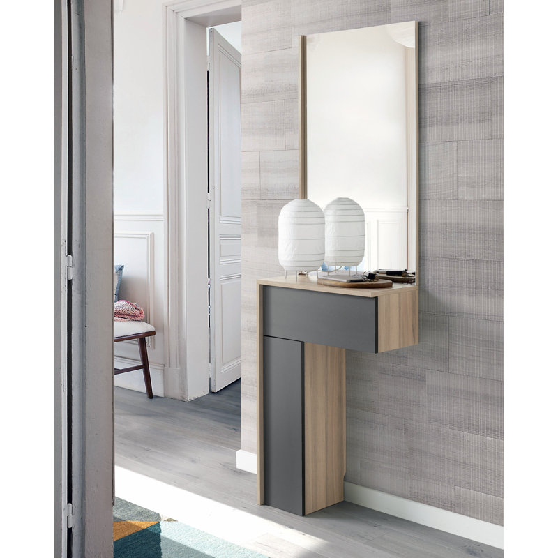 Adelman 55 cm W Console Table, Oak/Black