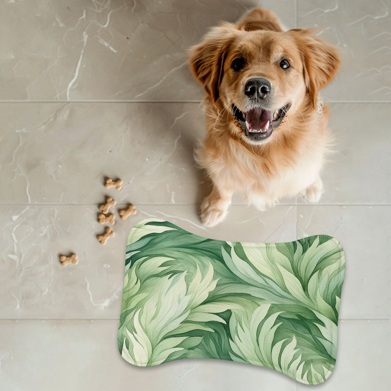 Leafy Greens - 1 Piece Bone Shape Feeding Mat