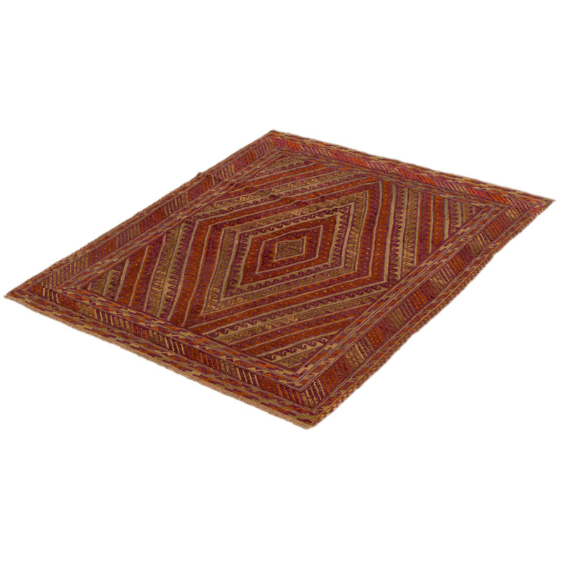 Tapis mauve en laine noué à la main de conception unique 5 pi 2 po x 6 pi 1 po Jisiah
