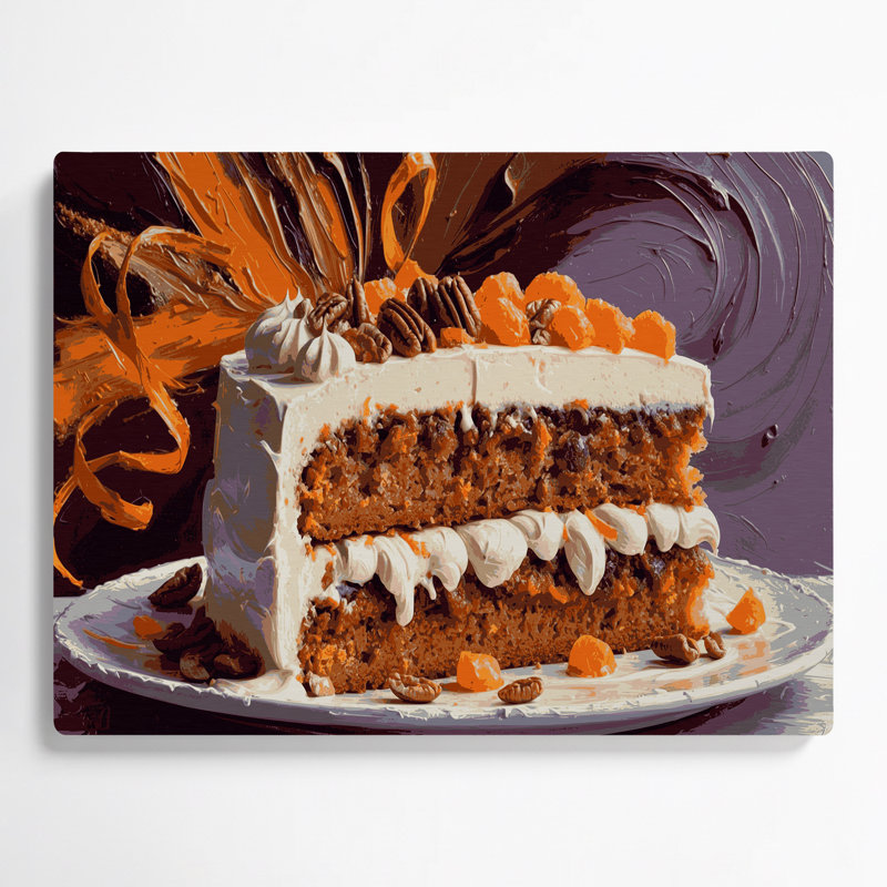 Dessert, carotte, gâteau, art mural en métal brun, H 16 po x l 20 po