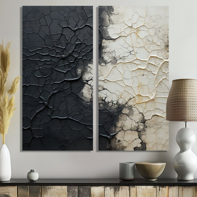 Blanc et noir abstrait divisé - formes abstraites, art mural
