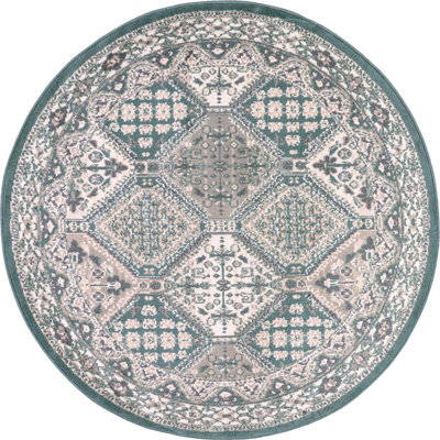 Shawna Tiled Southwestern Performance Blue Area Rug