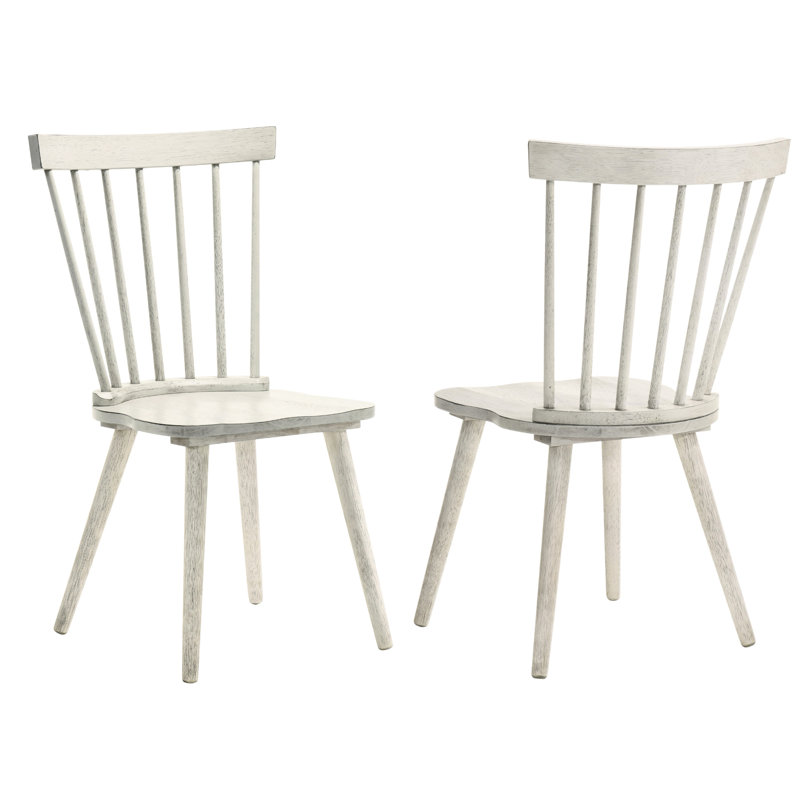 Chaise d'appoint de salle à manger en bois massif blanc 2 White, Blanc