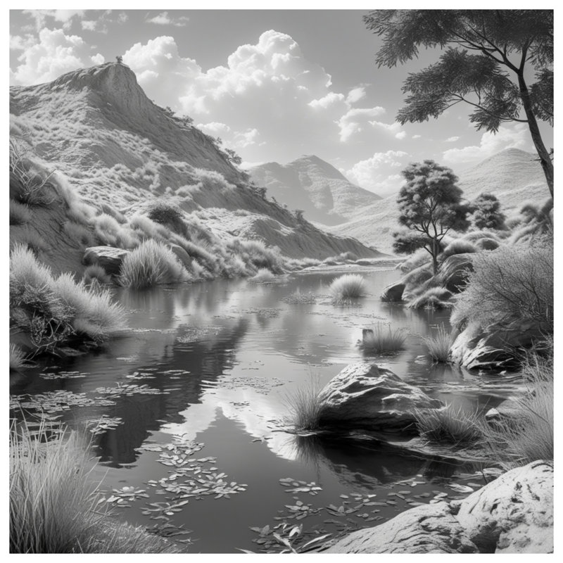 Monochrome Mountain Landscape Comforter, Twin