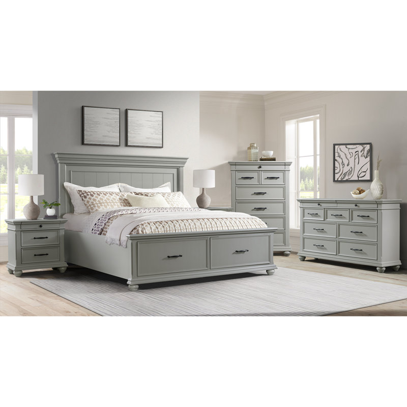 Ensemble de chambre avec grand lit plateforme et rangement 3 pièces Brooks Picket House Furnishings, Queen, Black