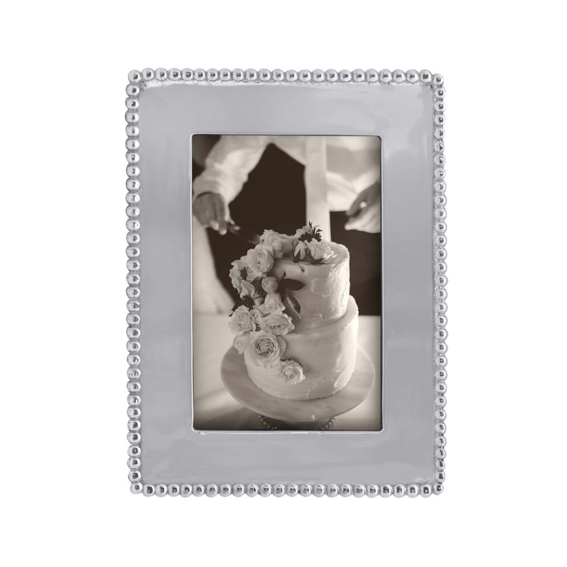 Polished Silver 4x6 Beaded Aluminum Picture Frame