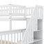 Lit superposé simple au-dessus d'un lit double avec lit gigogne et escalier en blanc - Escalier en matériau de construction-1456837603-1456837604