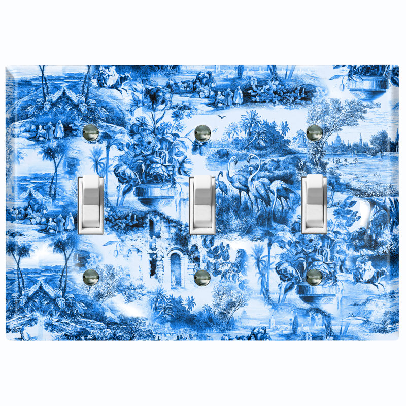 Beautiful Blue Painting White 3 - Gang Toggle Light Switch Standard Wall Plate