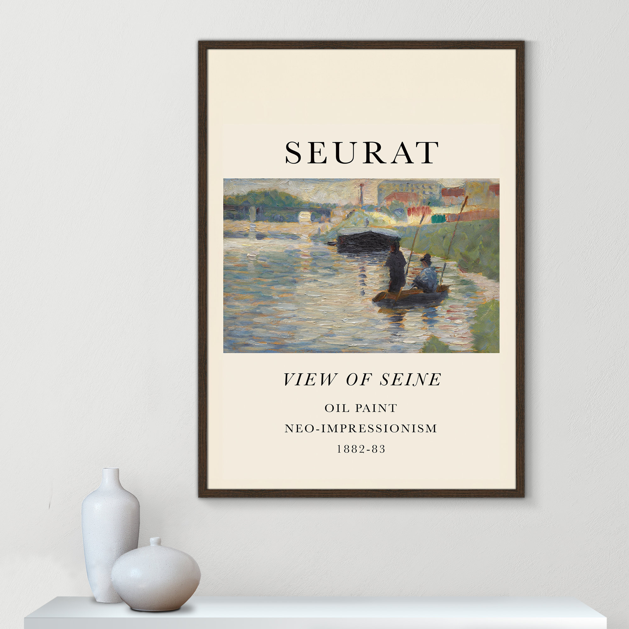 View Of Seine by Georges Seurat, Walnut Single Picture Frame, 41.5" H x 29.5" W x 0.75" D, No