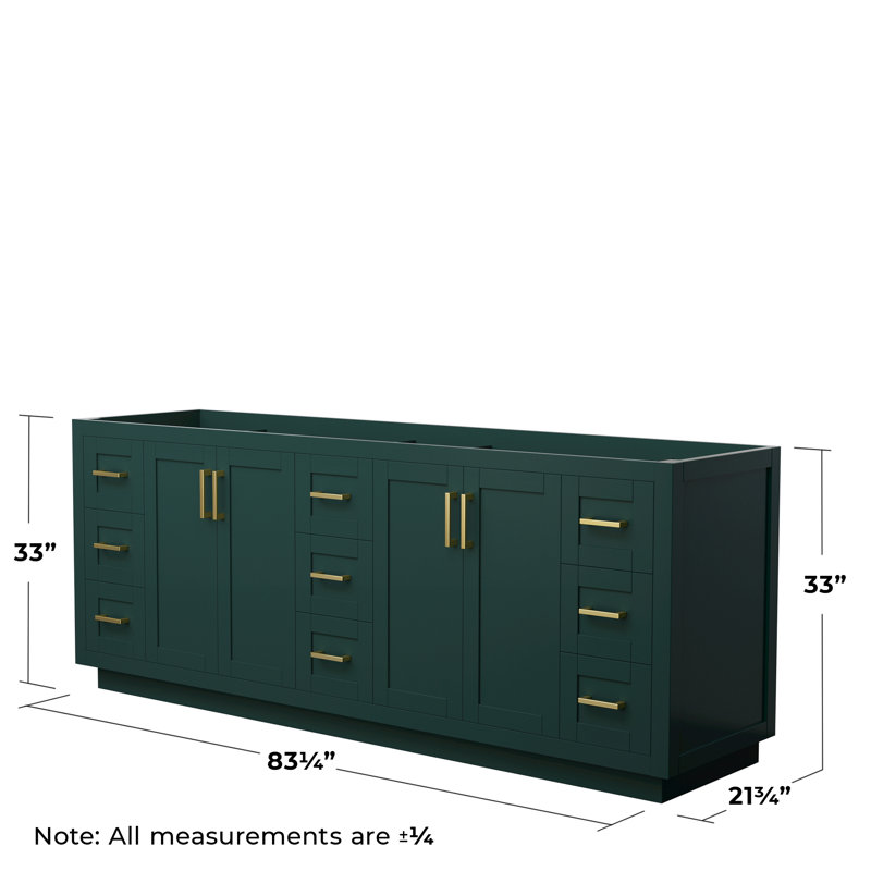 Base de meuble-lavabo double autoportante 83,25 po Miranda, Vert / or brossé