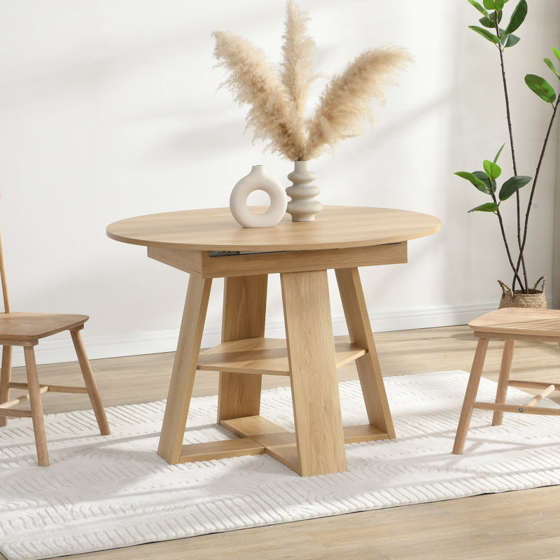 110-150cm Extendable Oval Dining Table with Storage, 4-6 Seater, OAK