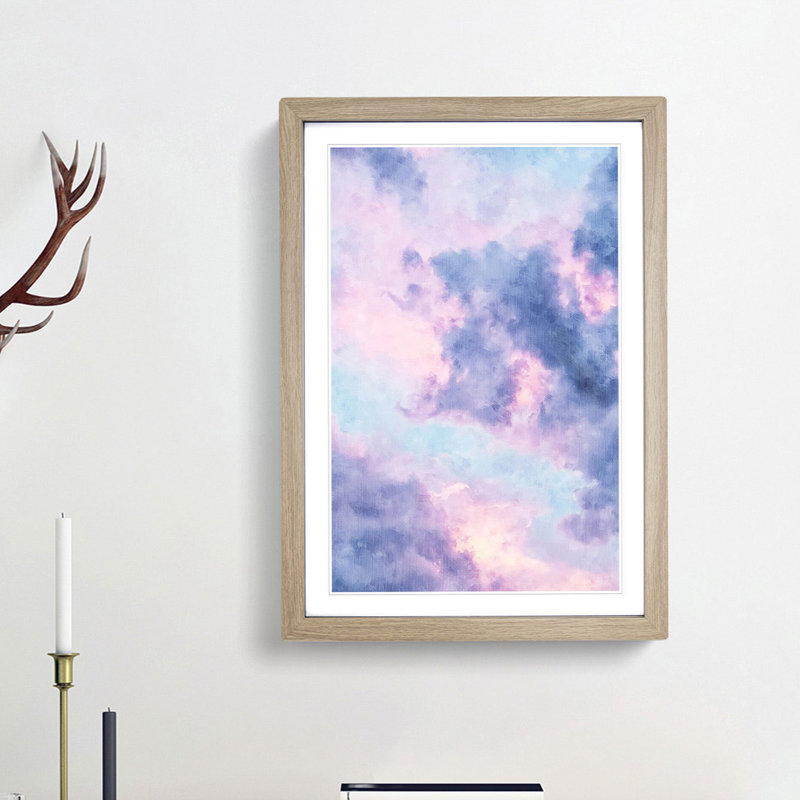 The Purple Clouds - Picture Frame Painting Print, Oak Framed, 45cm H x 33cm W x 2cm D