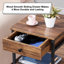 Table de chevet 1 tiroir en acier brun-123754832-86787626