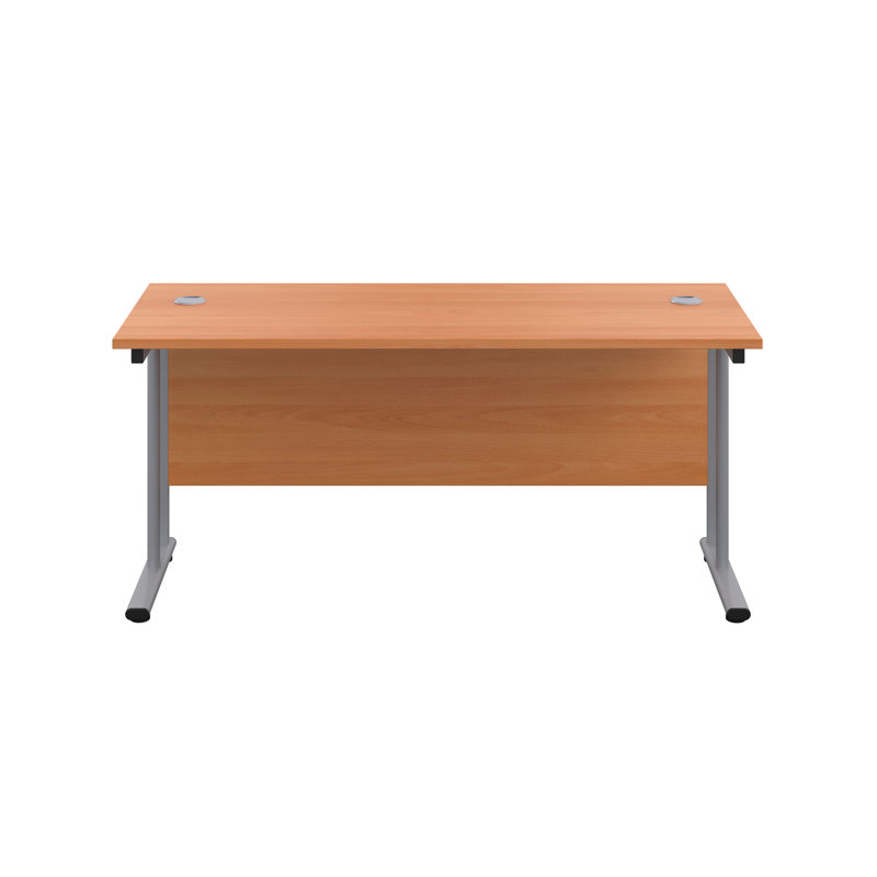 Metal Base Desk Shell, Beech - Silver, 73cm H x 120cm W x 80cm D