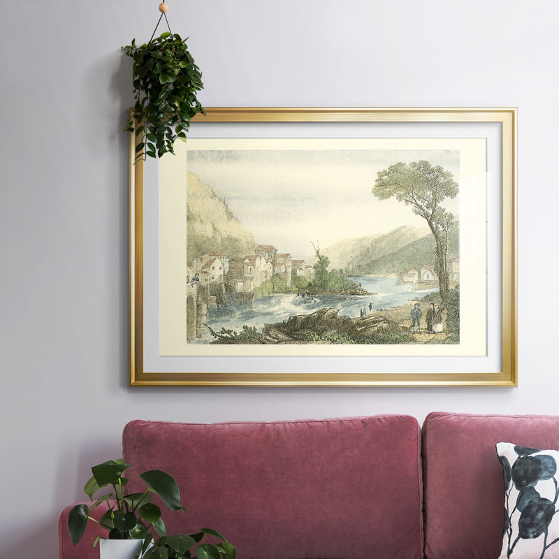 Little Falls New York, reproduction d'art encadrée, Or, H 19 po x l 27 po x P 1,5 po