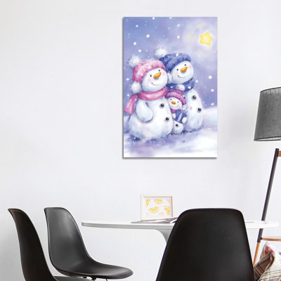 Snowman Family I 1 Piece Wrapped Canvas Wall Art