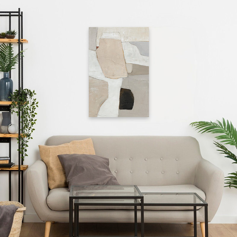Précis - Abstrait blanc, gris, art neutre, H 24 po x l 16 po