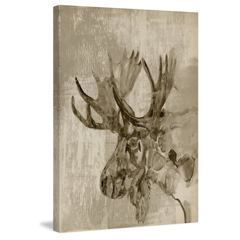 Startled Moose - Wrapped Canvas Painting, 61 cm H x 41 cm W x 4 cm D