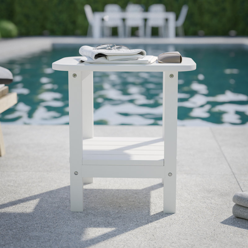 Fitzgibbons Commercial Grade All-Weather Adirondack Style Patio Side Table, White