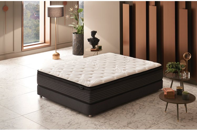 latex mattress on a platform bed frame