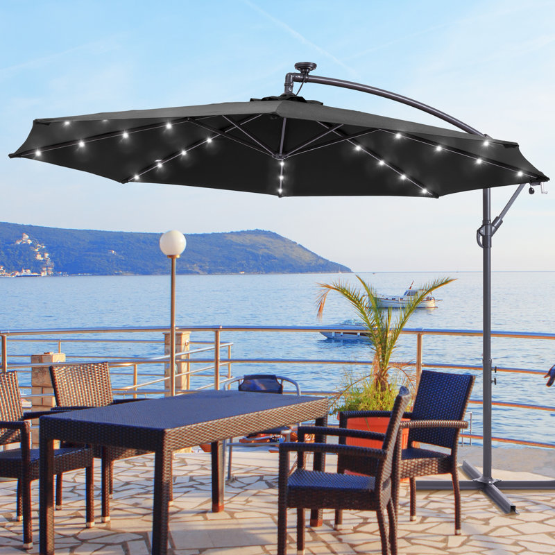 Parasol d'extérieur à DEL 10 pi, Noir