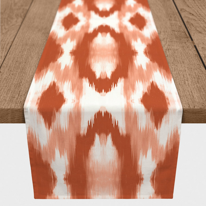 Chemin de table Westrick, 72 po x 16 po, Madeley Shibori ciel, Rouille