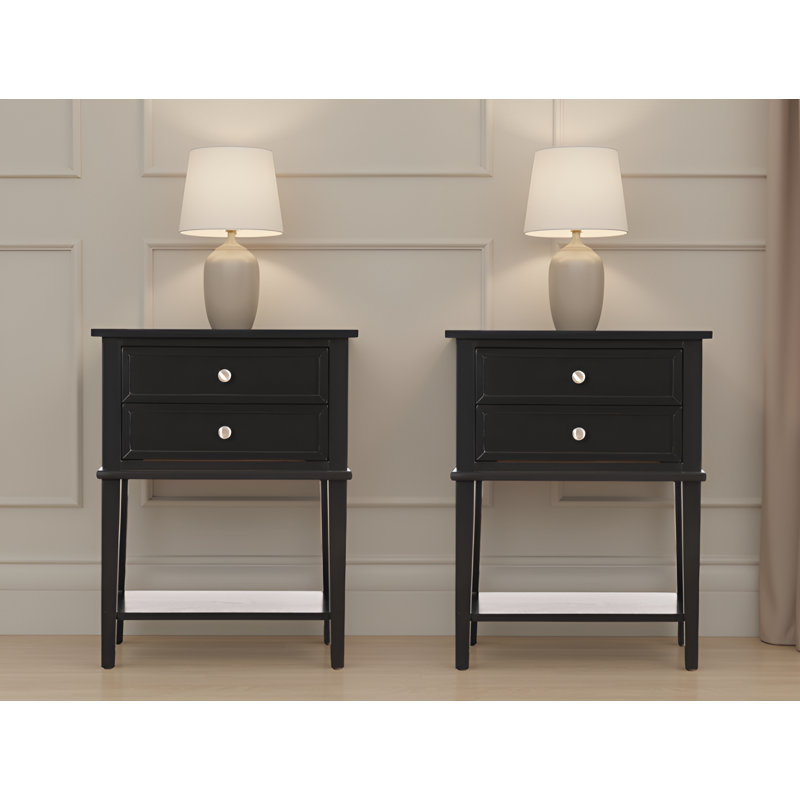 Zeist Black Nightstand Set Of 2, Black