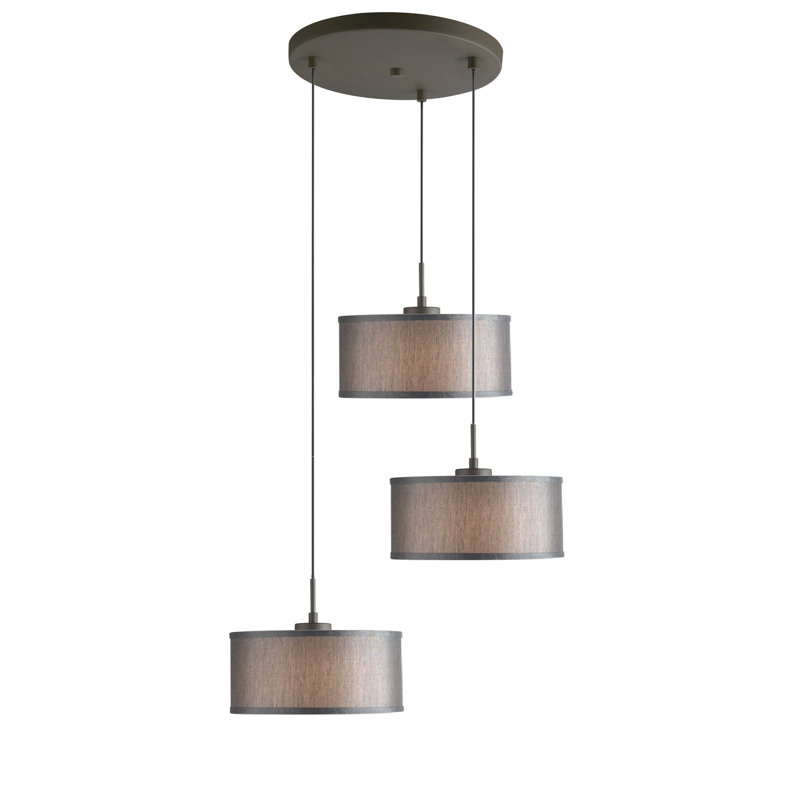 Luminaire suspendu tambour à 3 lumières Melnik, Bronze, Marron