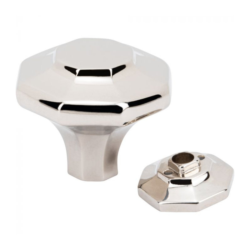 Palazzo Length Geometric Knob, Polished Nickel, 1  3/16"