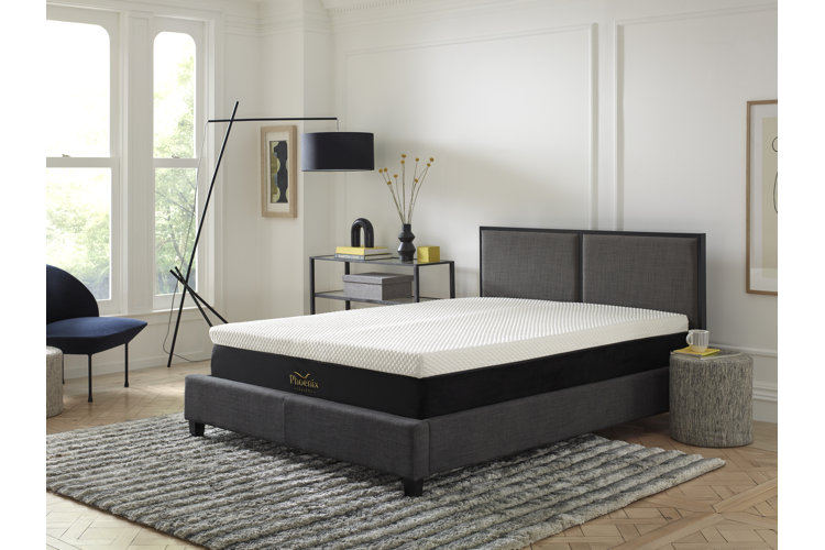 upholstered bed frame with mattress