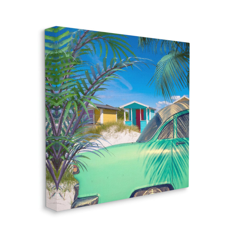 Vintage Car Coastal Holiday Cottage par Steve Hunziker - photographie sur toile tendue, H 36 po x l 36 po x P 1,5 po