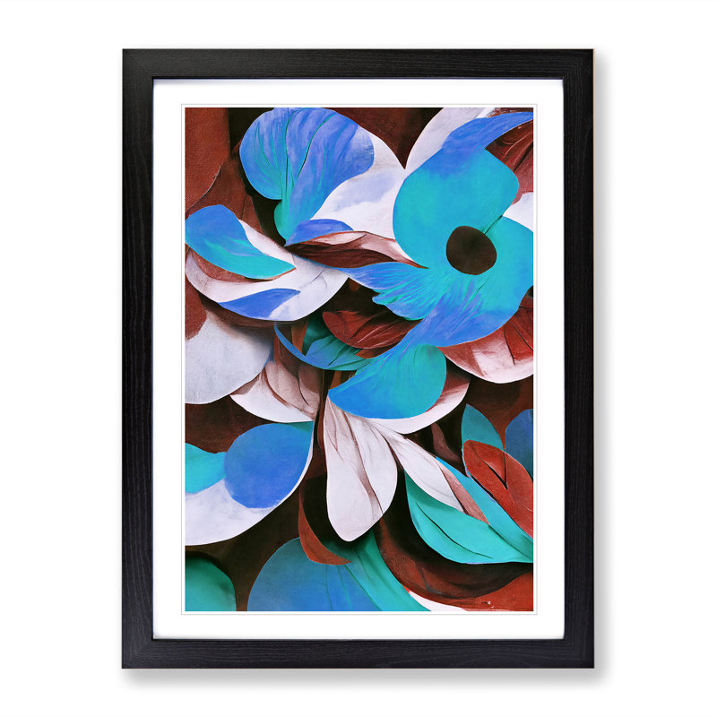 Flowers Abstract Art No.2 - Framed Print, Black, 64cm H x 46cm W