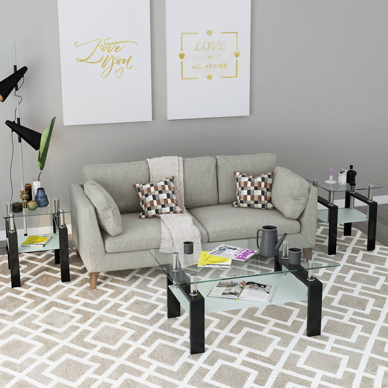 Table de bout Table basse, table de bout carrée pour le salon, Transparent