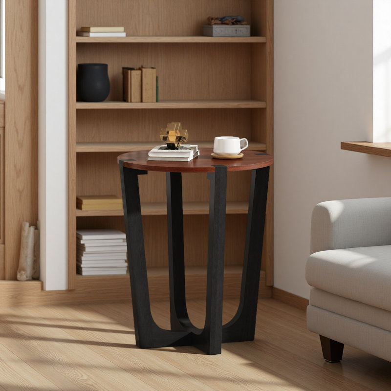 Table d'appoint en bois massif ACACIA, brun et noir