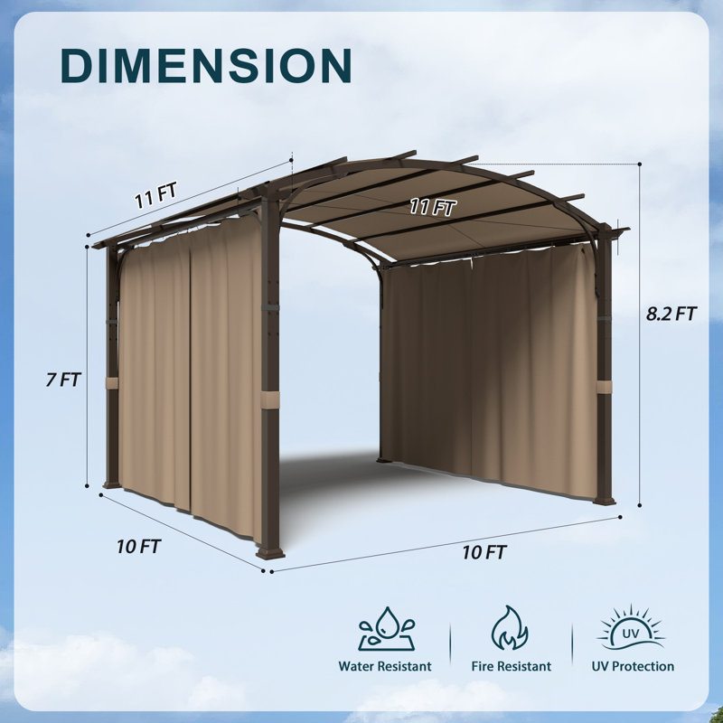 11 pi. L 11 pi. Pergola avec auvent, Brun