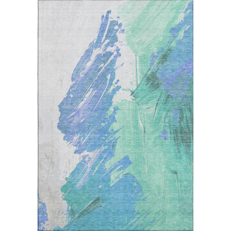Tapis abstrait lavable à la machine de qualité supérieure Mayfield AMF1843, Rectangulaire 8 pi x 10 pi