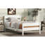 Lit simple avec tête et pied de lit, lit en bois d'hévéa, blanc-2126948197