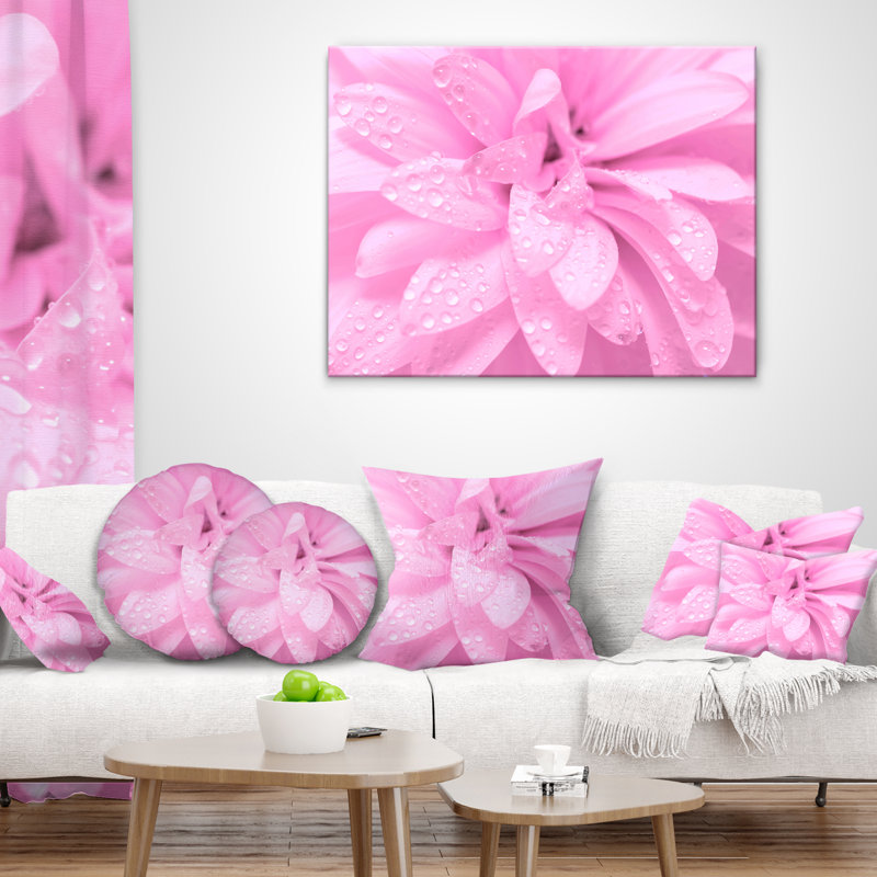 Coussin abstrait fleur abstraite avec pétales, 16 po x 16 po, Coussin décoratif