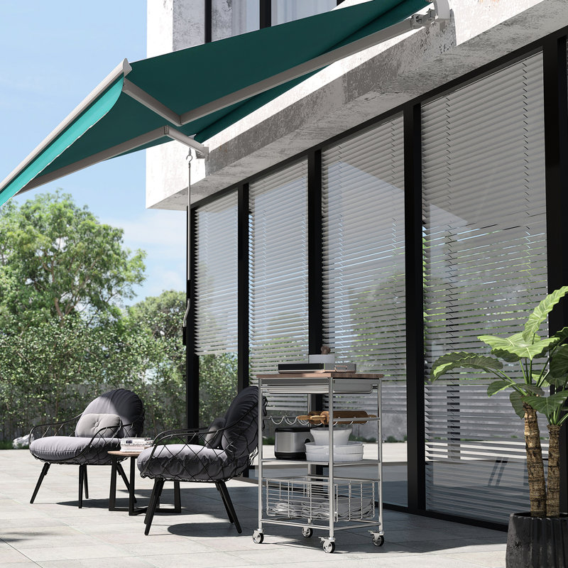 Auvent rétractable 13 'x 8' et eau pour terrasse, manivelle, manivelle