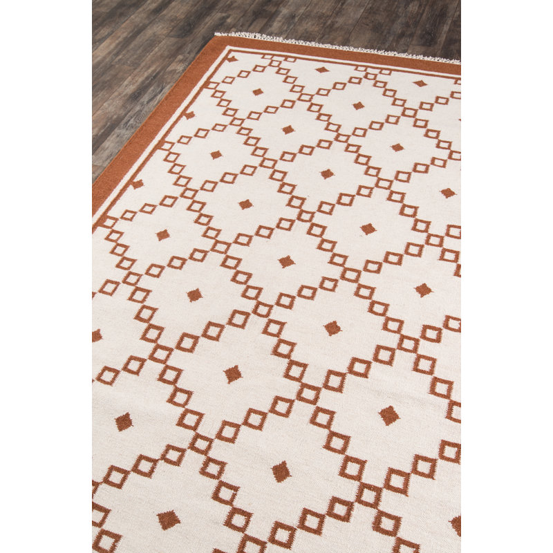 Thompson Wool Geometric Area Rug in Brown, Rectangle 7'6" x 9'6"
